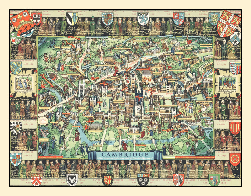Size comparison using Vintage Map of Cambridge, England 1948