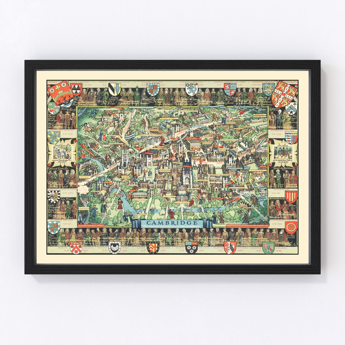 Cambridge Vintage Map 1948