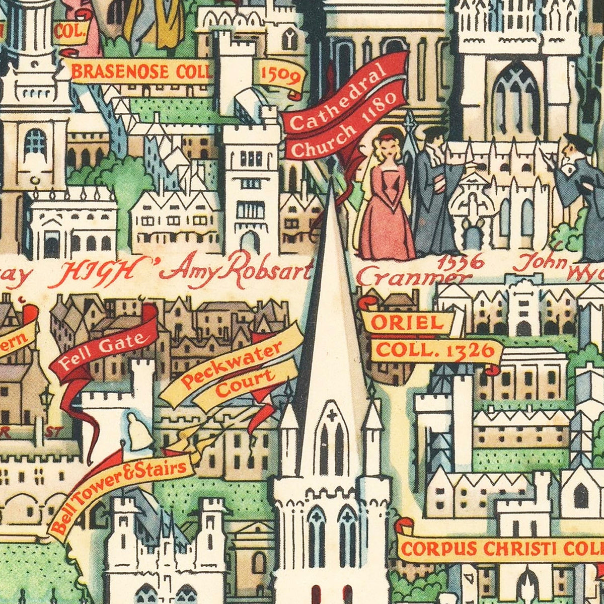 Restored historic details from the 1948 city map of Oxford