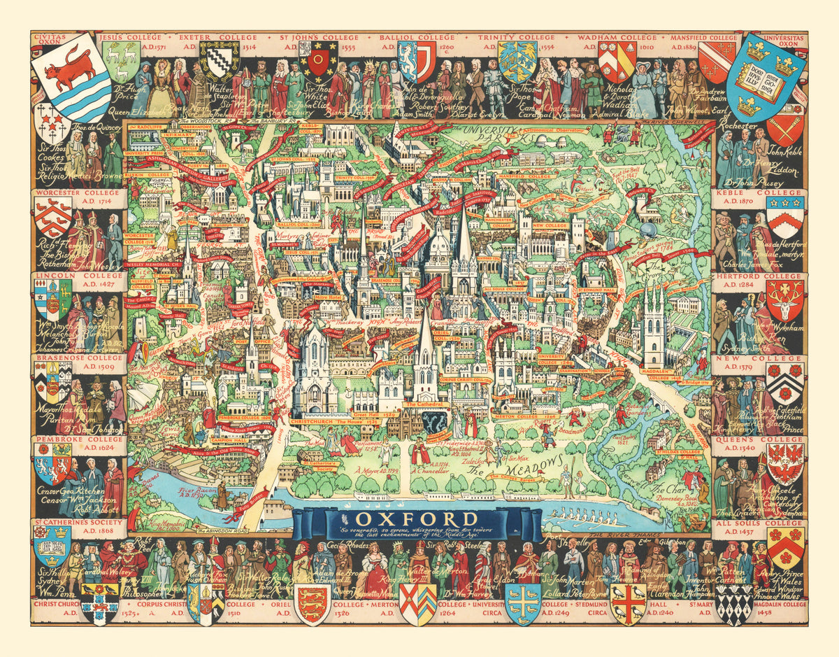 Preview of Vintage Map of Oxford, England 1948
