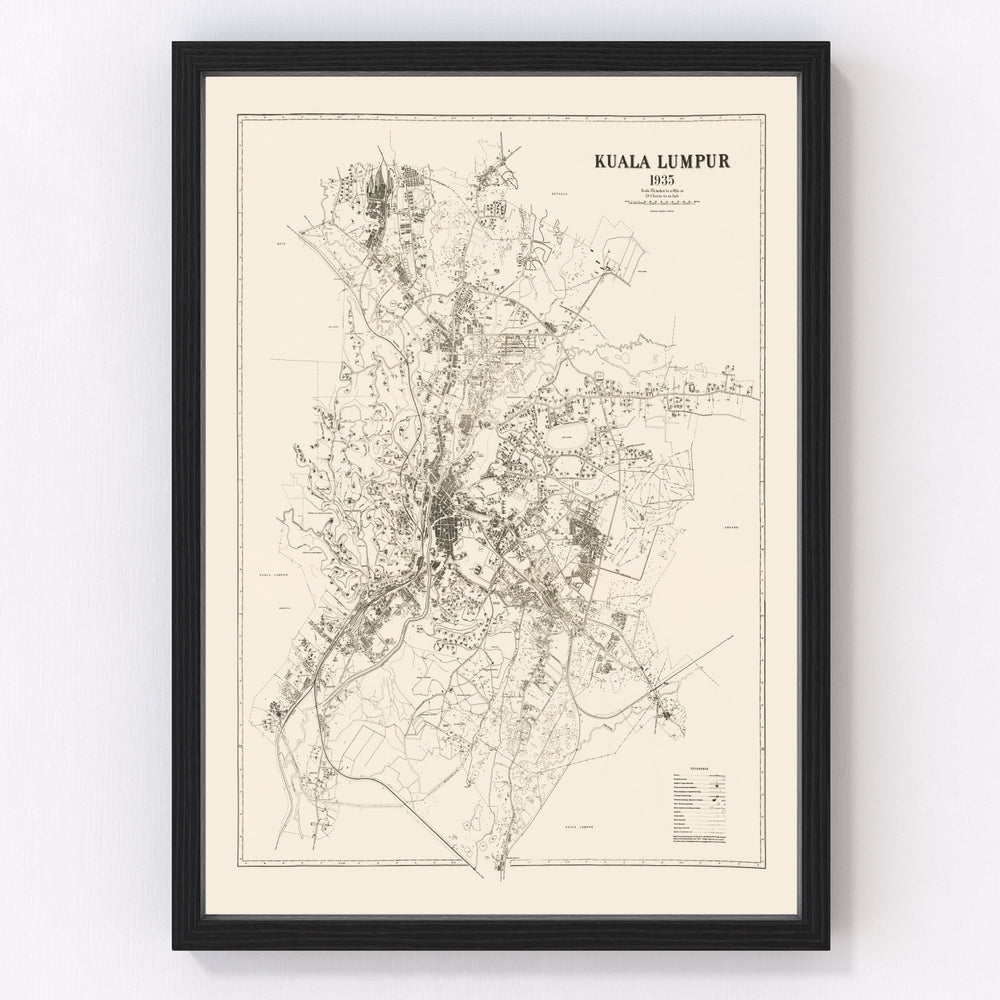 Kuala Lumpur Vintage Map 1936
