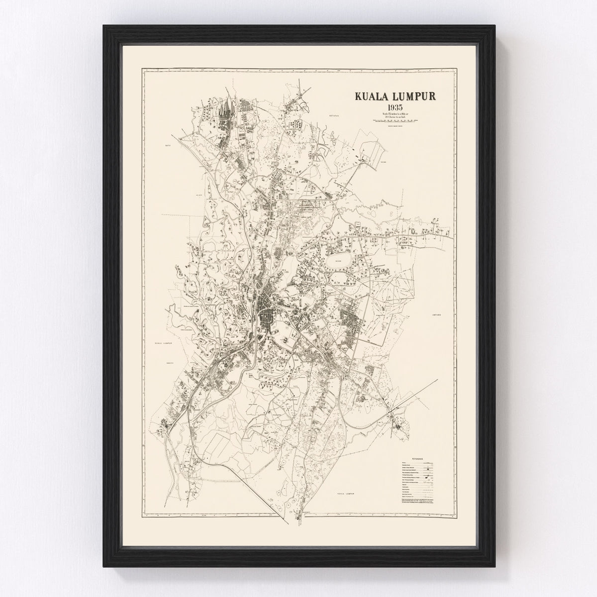 Kuala Lumpur Vintage Map 1936