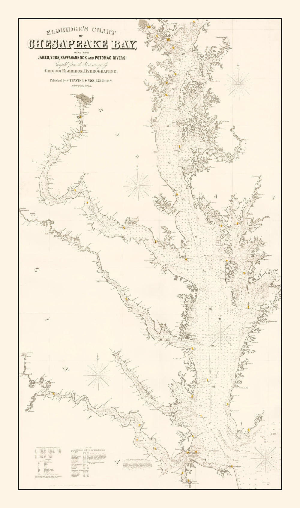 Vintage Chesapeake Bay Map 1868 print style example