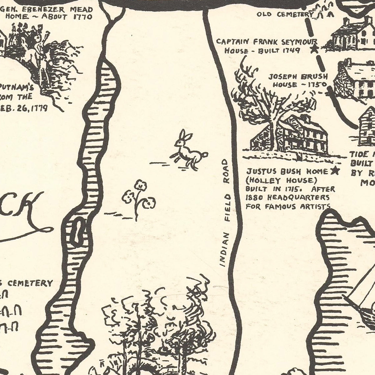 Restored historic details from the 1939 city map of Greenwich, Connecticut