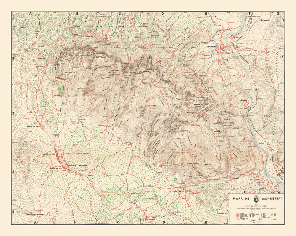 Vintage Montserrat Map 1949 print style example
