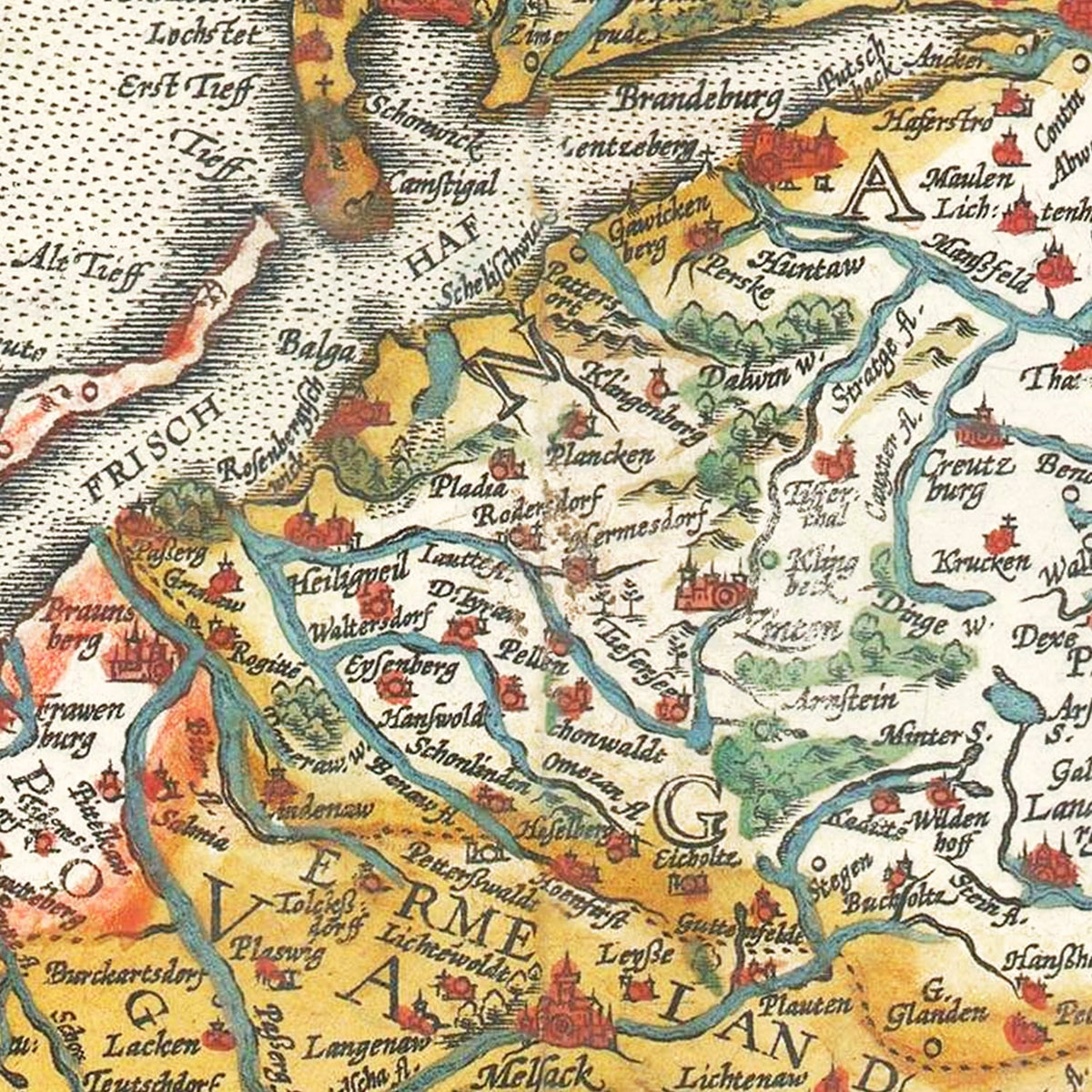Restored historic details from the 1595 country map of County