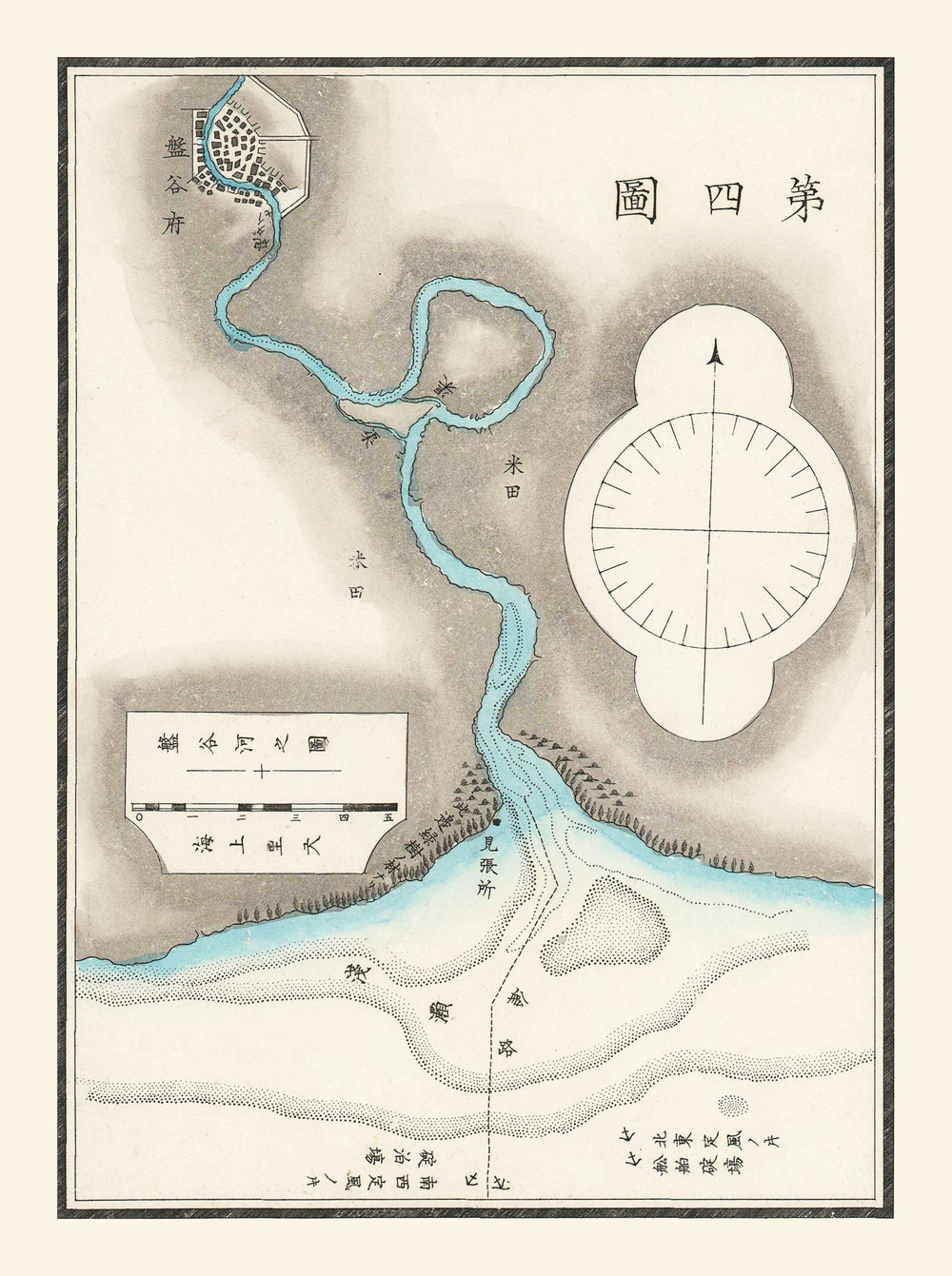 Vintage Map of Bangkok, Thailand 1875 print style example