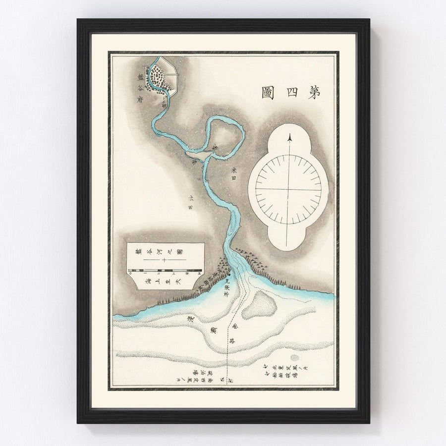 Vintage Map of Bangkok, Thailand 1875