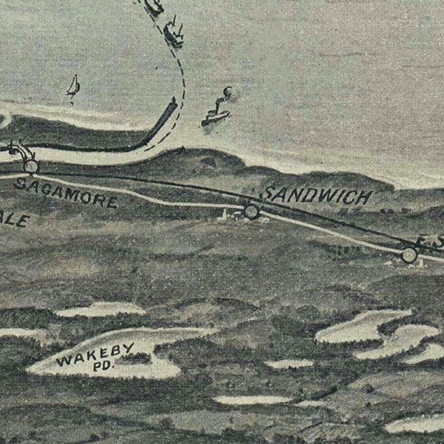 Restored historic details from the 1915 misc. attraction map of County, Massachusetts