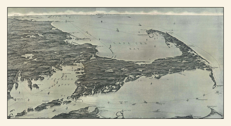 Size comparison using Vintage Cape Cod Birds Eye View Map 1915