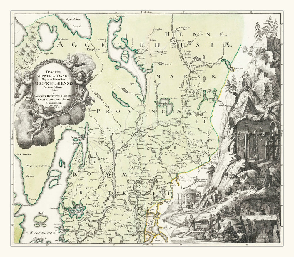 Vintage Akershus, Norway Map 1729 print style example