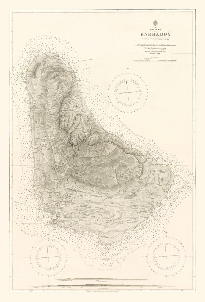 Size comparison using Vintage Barbados Nautical Map 1927