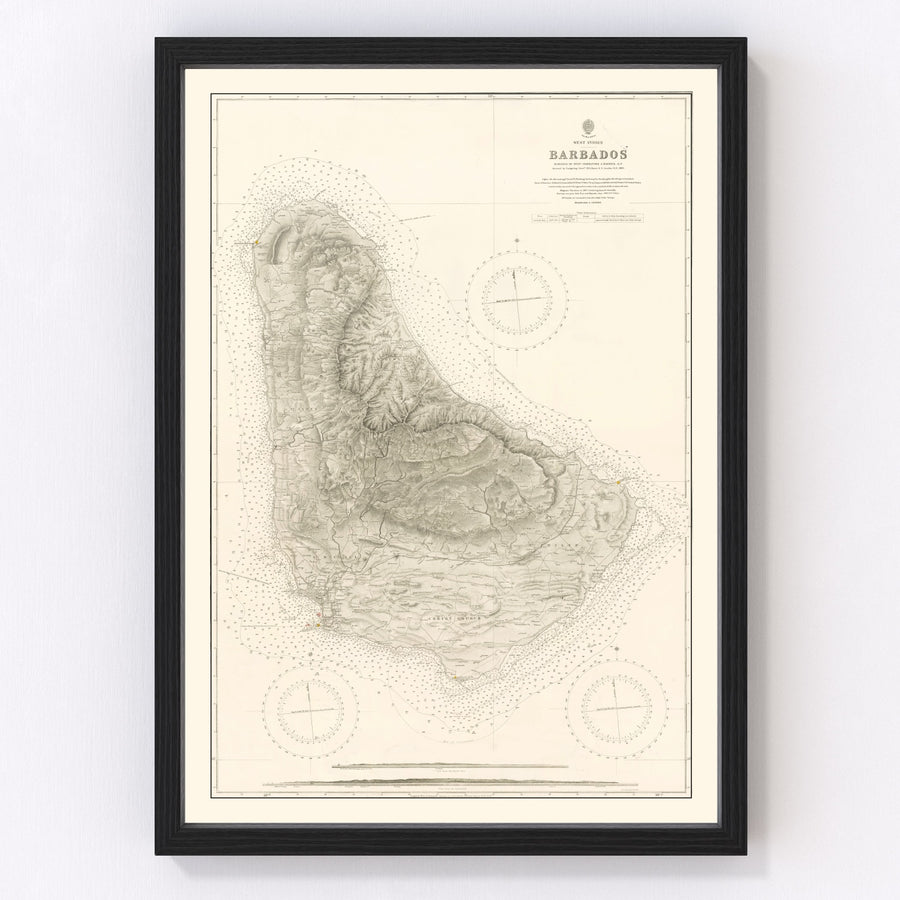 Vintage Barbados Nautical Map 1927