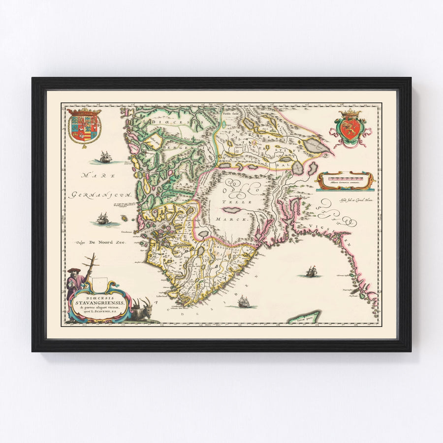 Vintage Map of Stavanger, Norway 1640