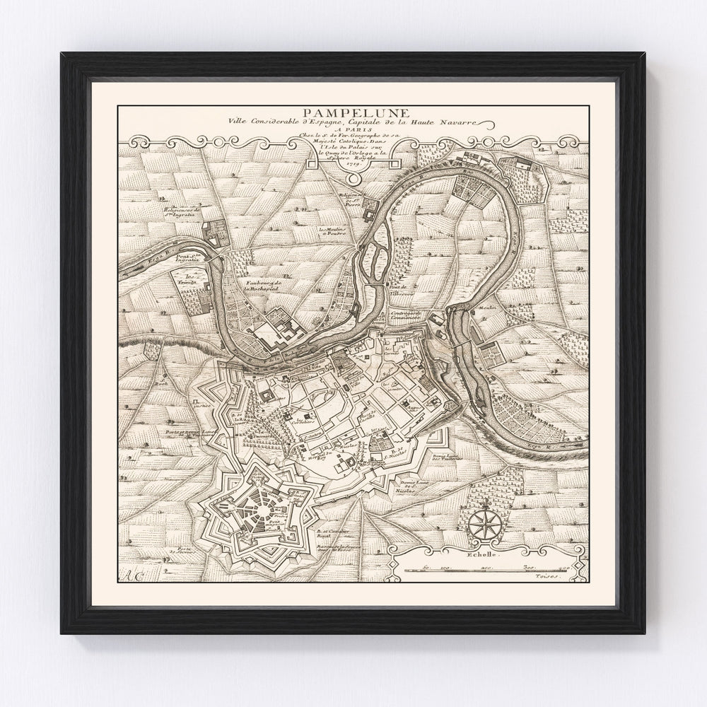 Pamplona Vintage Map 1719
