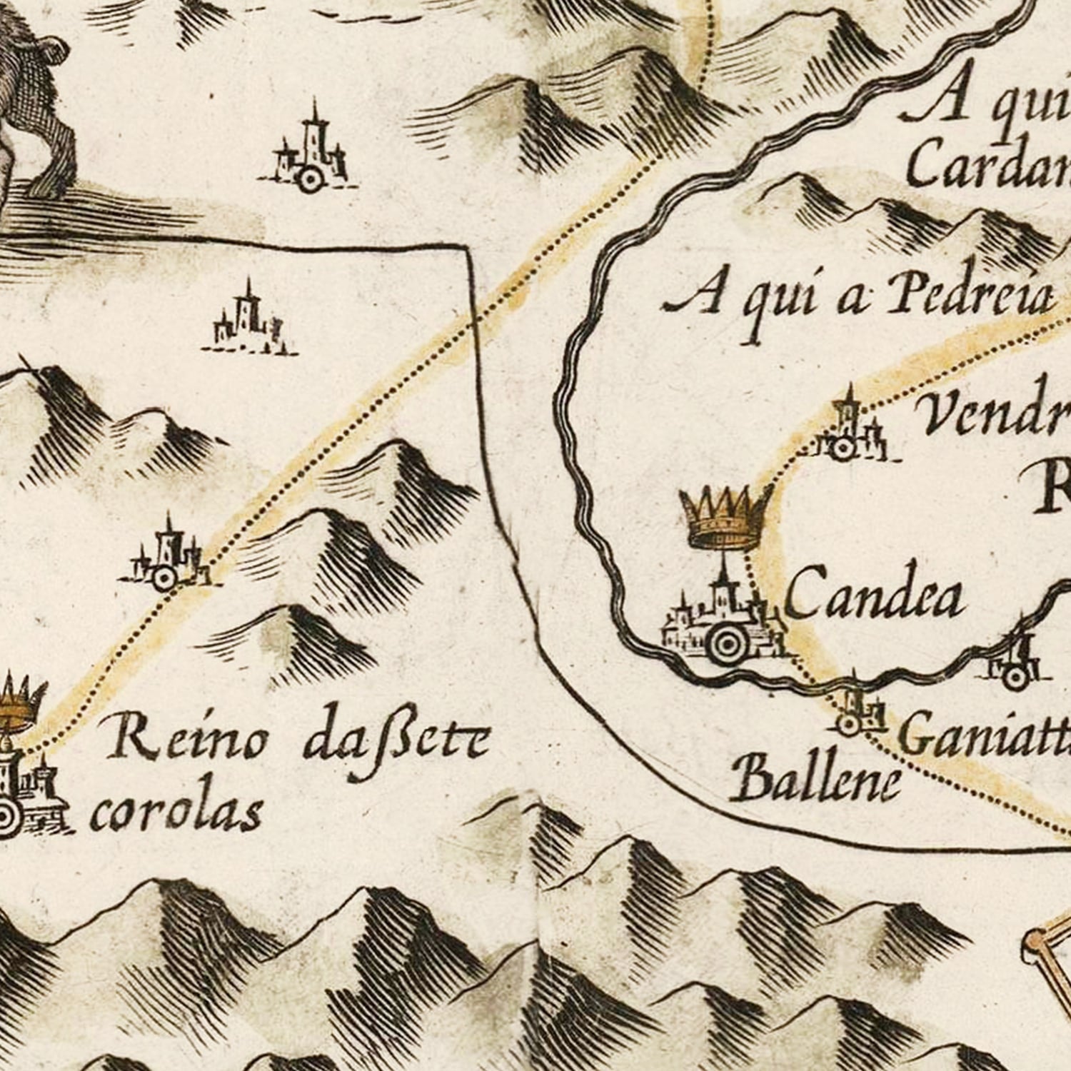 Restored historic details from the 1623 country map of County