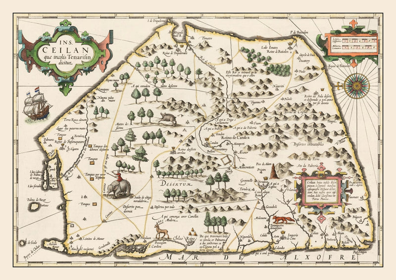 Size comparison using Vintage Map of Sri Lanka 1623