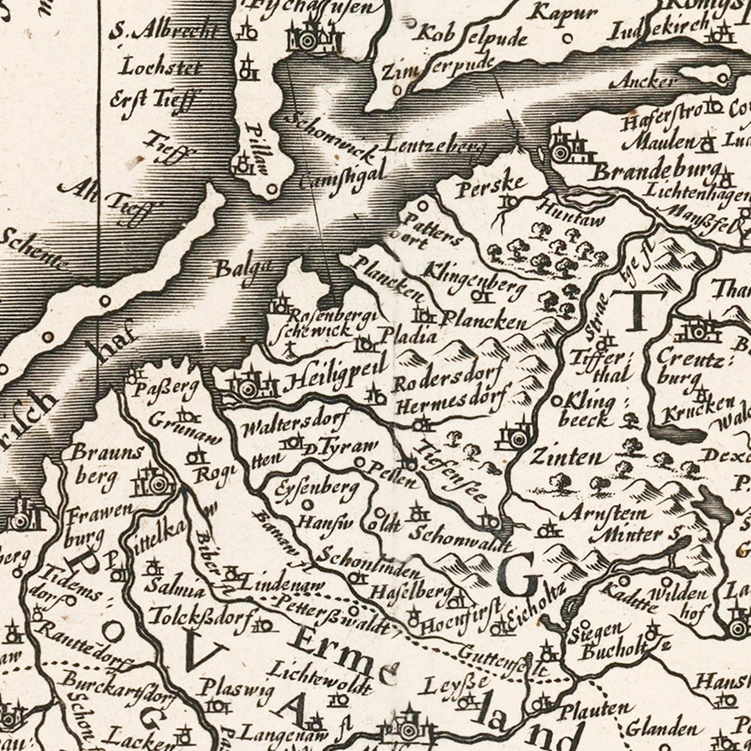 Restored historic details from the 1635 country map of County