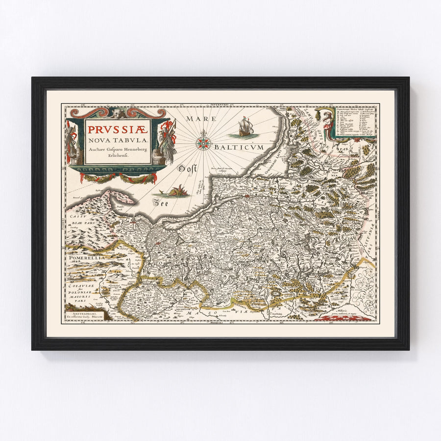 Vintage Map of Prussia 1635