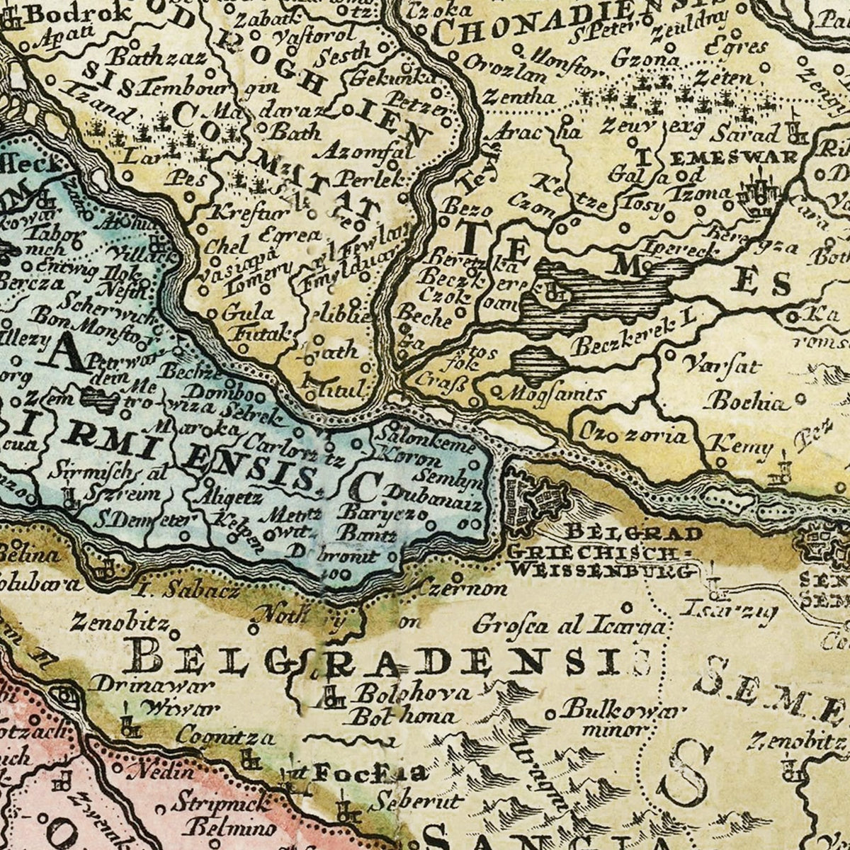 Restored historic details from the 1725 country map of County