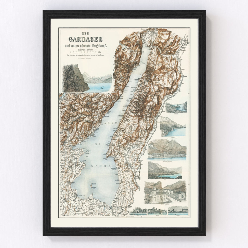Lake Garda Italy Vintage Map 1890