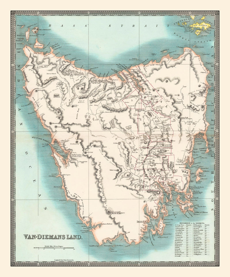 Size comparison using Vintage Map of Tasmania 1831