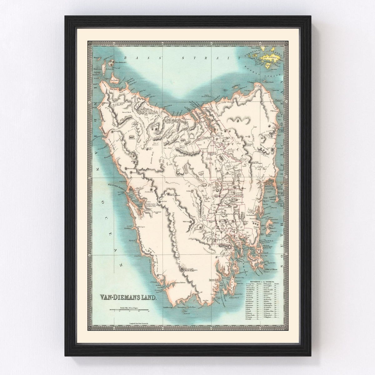 Tasmania Vintage Map 1831