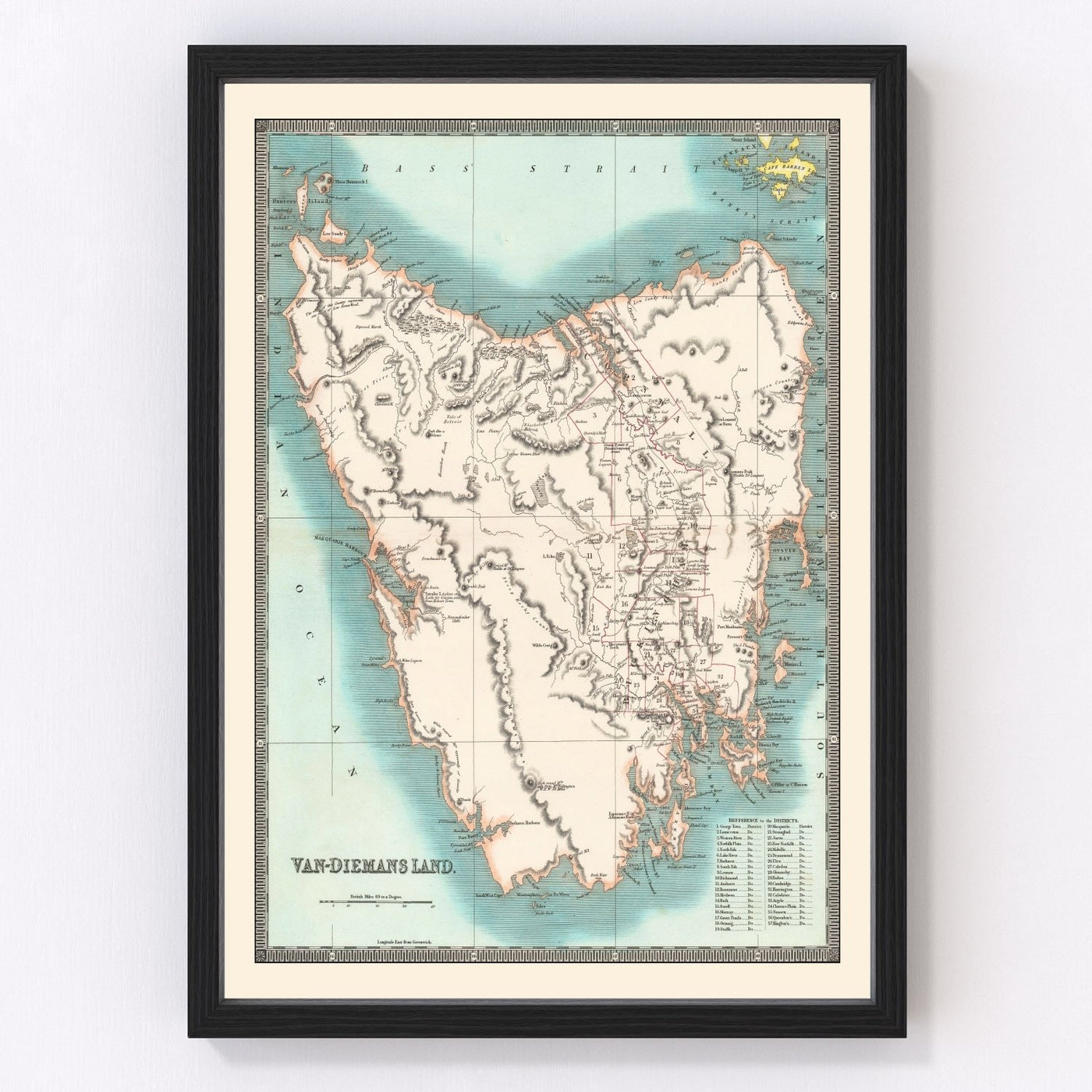 Tasmania Vintage Map 1831