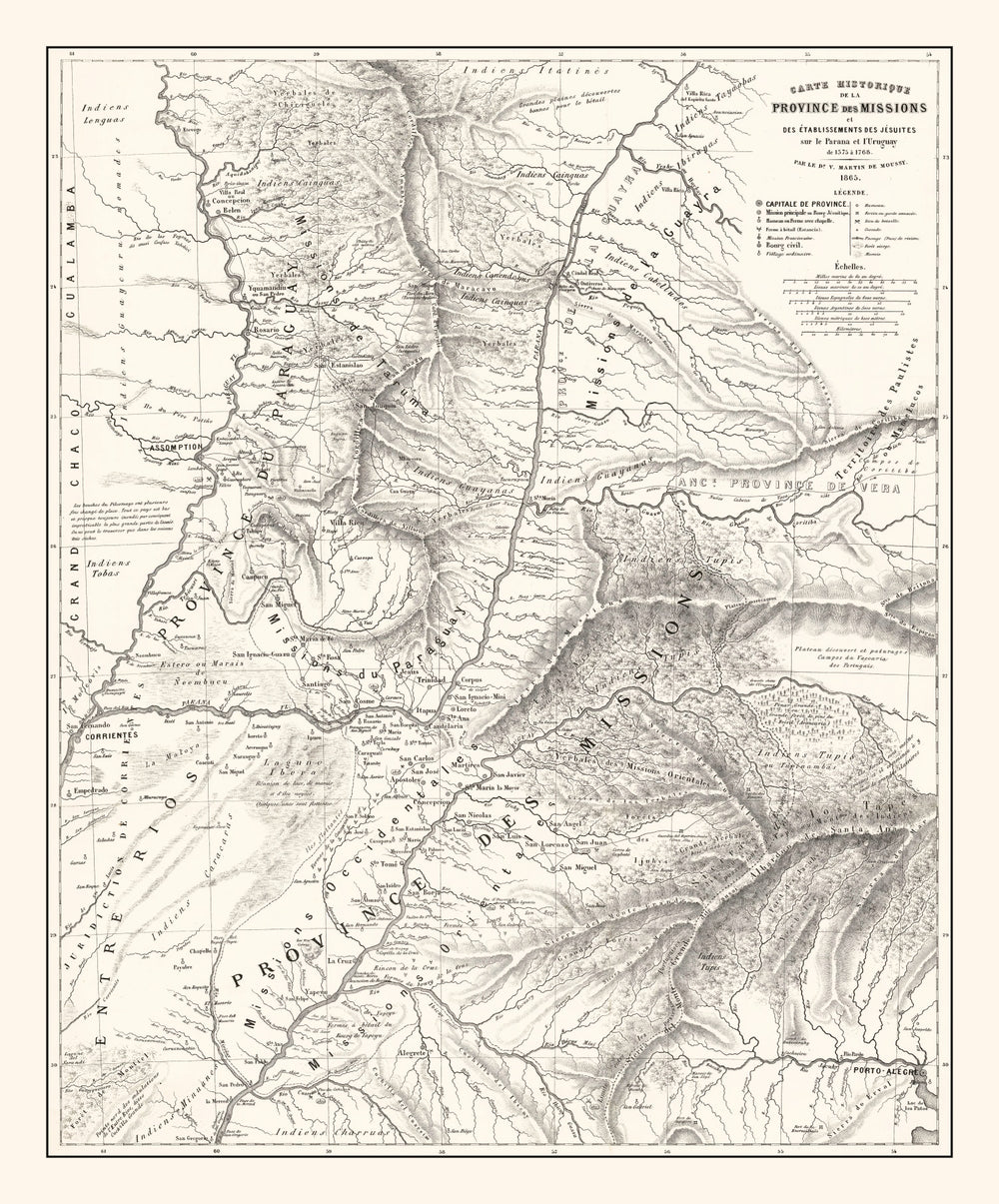 Vintage Map of Paraguay 1873 print style example