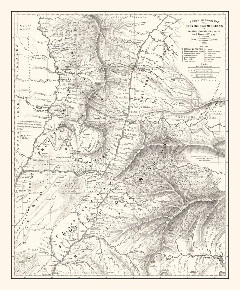 Size comparison using Vintage Map of Paraguay 1873
