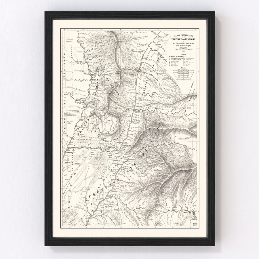 Vintage Map of Paraguay 1873