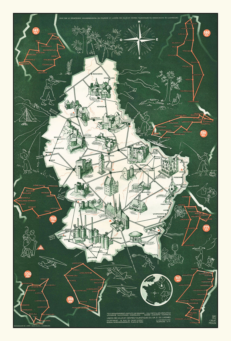 Size comparison using Vintage Map of Luxembourg 1935