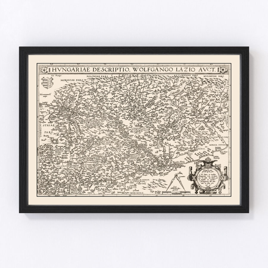 Vintage Map of Hungary 1570