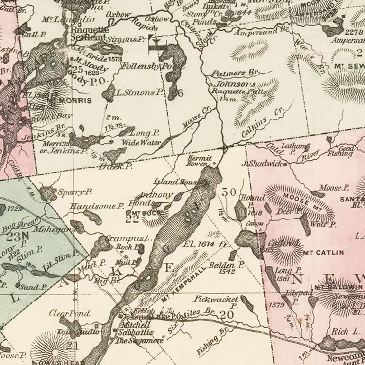 Restored historic details from the 1894 misc. attraction map of County, New York