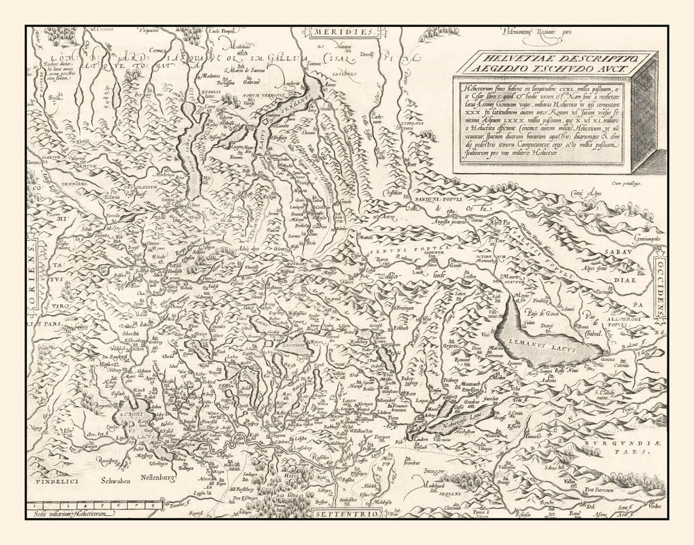 Vintage Map of Switzerland 1581 print style example