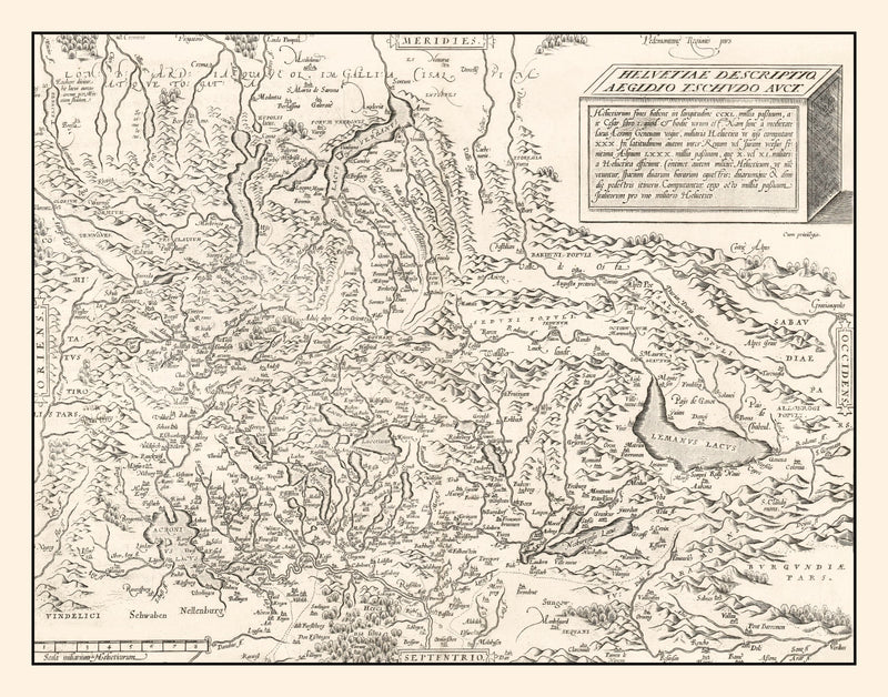 Size comparison using Vintage Map of Switzerland 1581