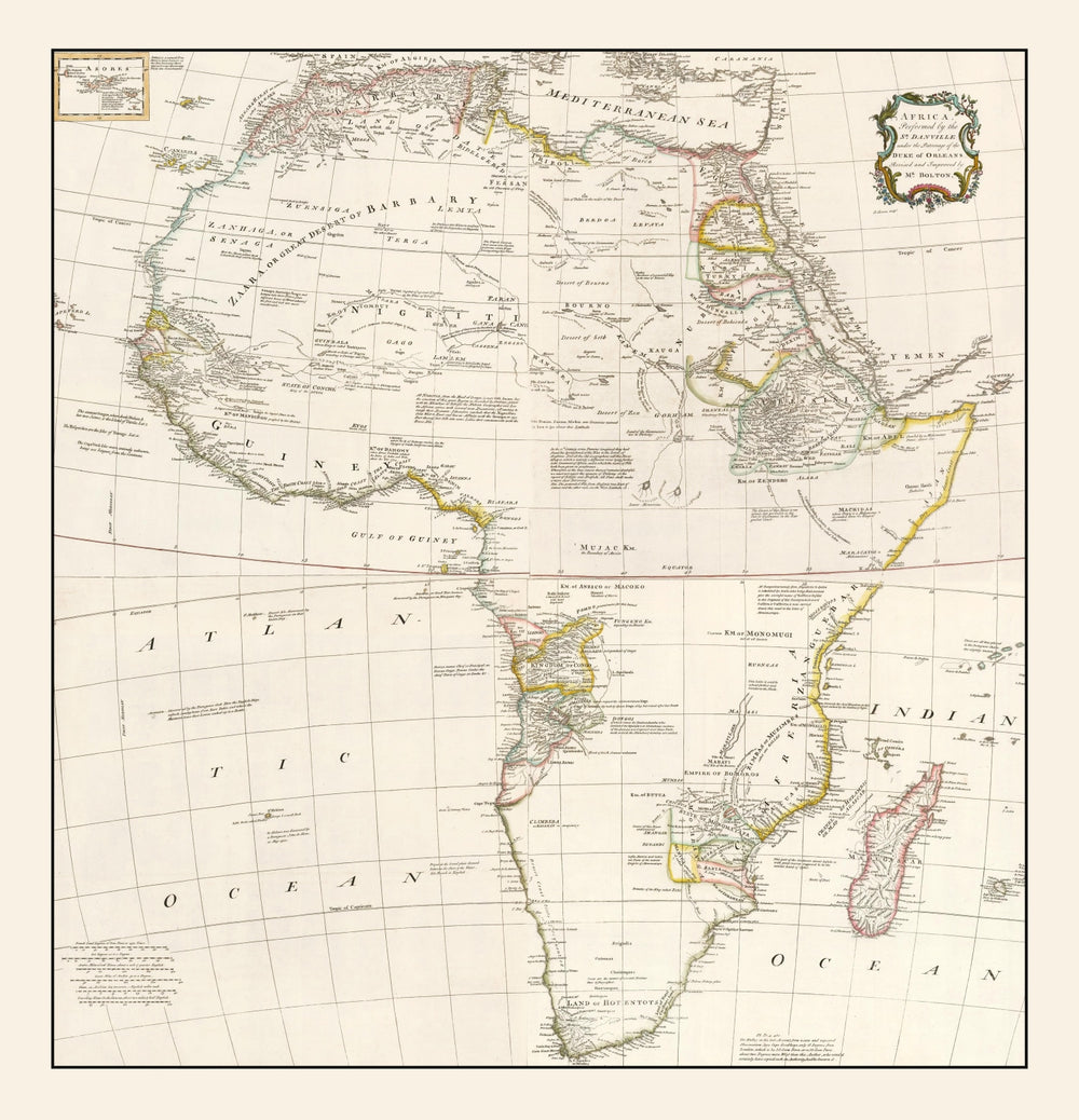 Vintage Africa Map 1755 print style example
