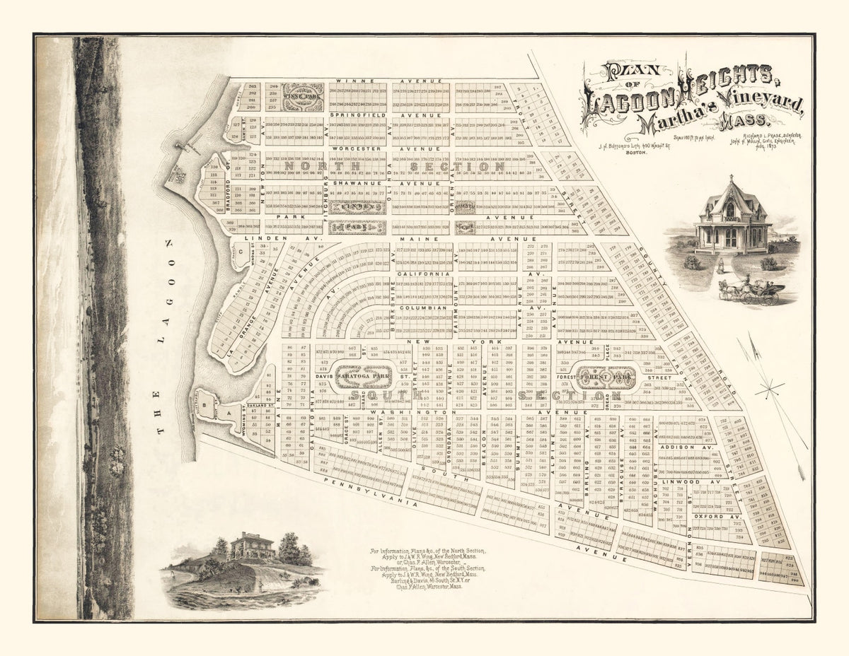 Preview of Vintage Lagoon Heights Marthas Vineyard Map 1873