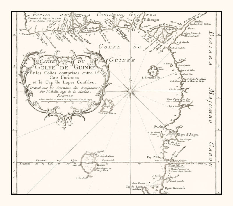 Size comparison using Vintage Gulf of Guinea Map 1754