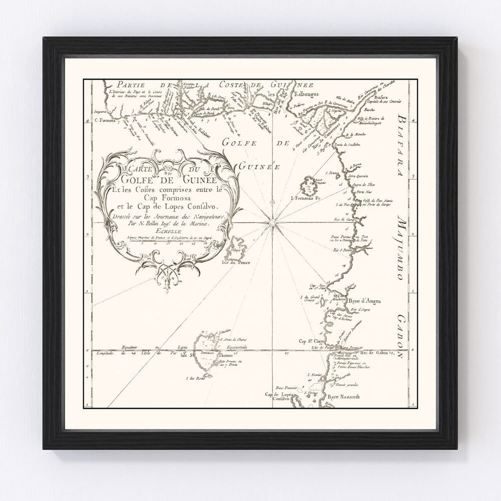 Gulf of Guinea Vintage Map 1754