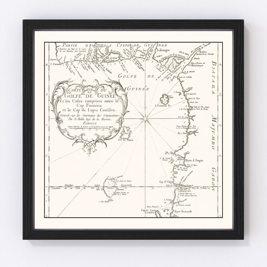 Gulf of Guinea Vintage Map 1754