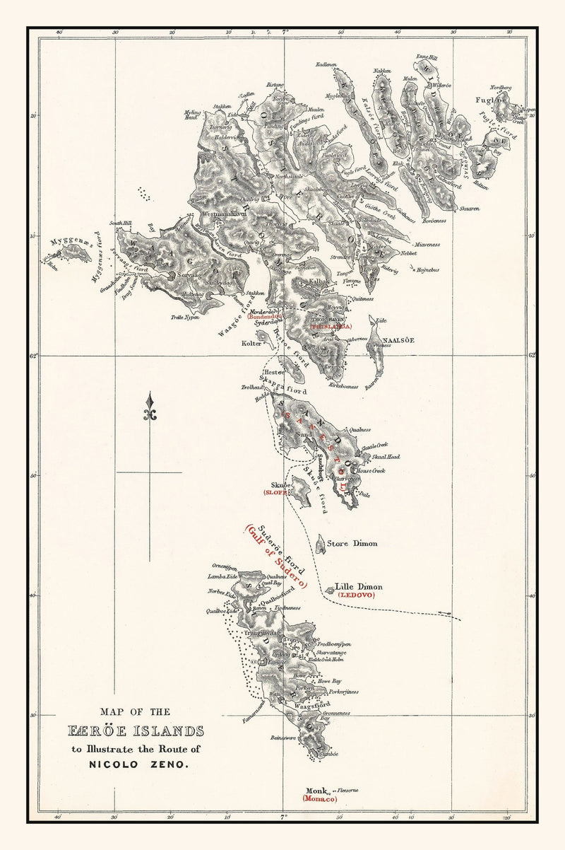 Size comparison using Vintage Faroe Islands Map 1873