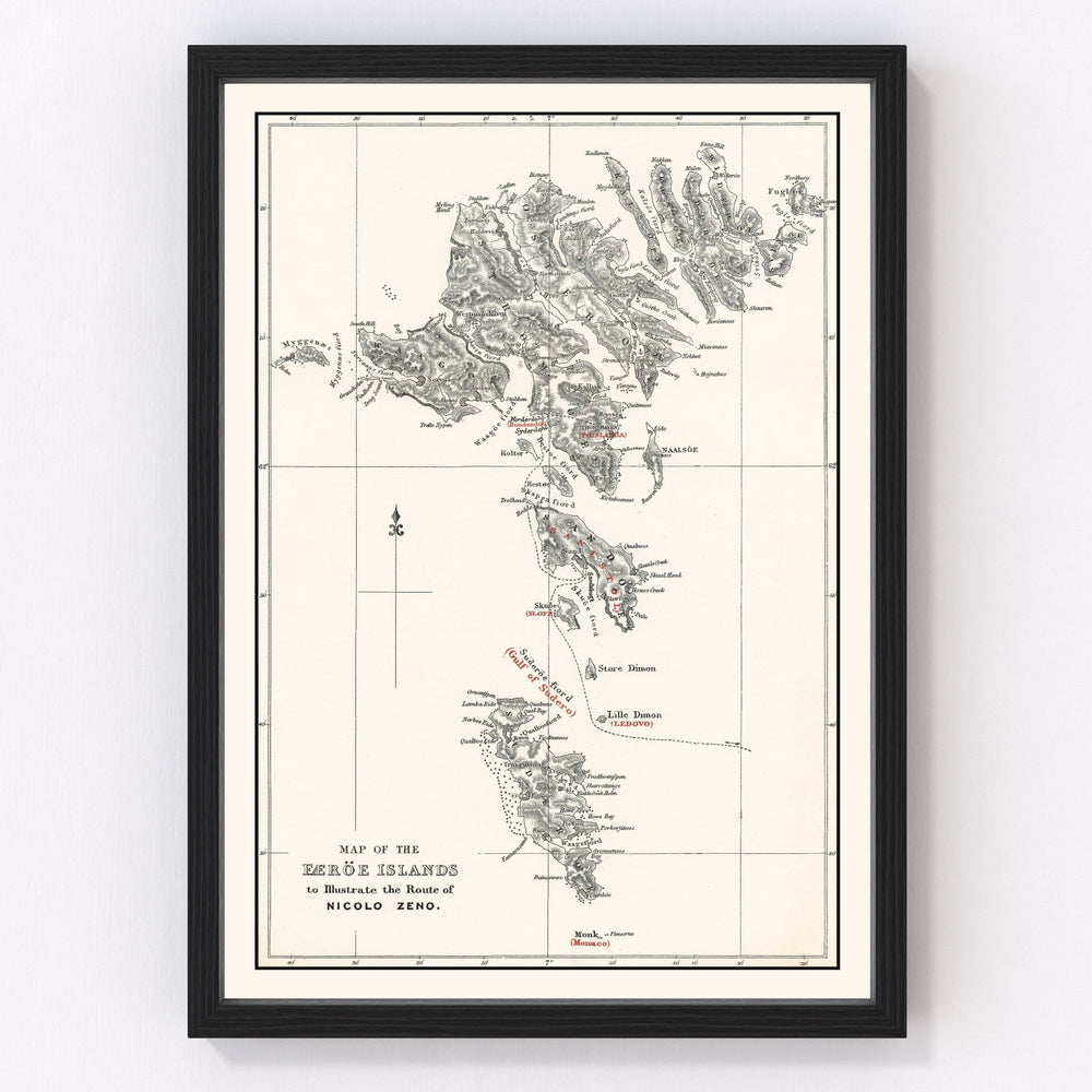 Faroe Islands Vintage Map 1873