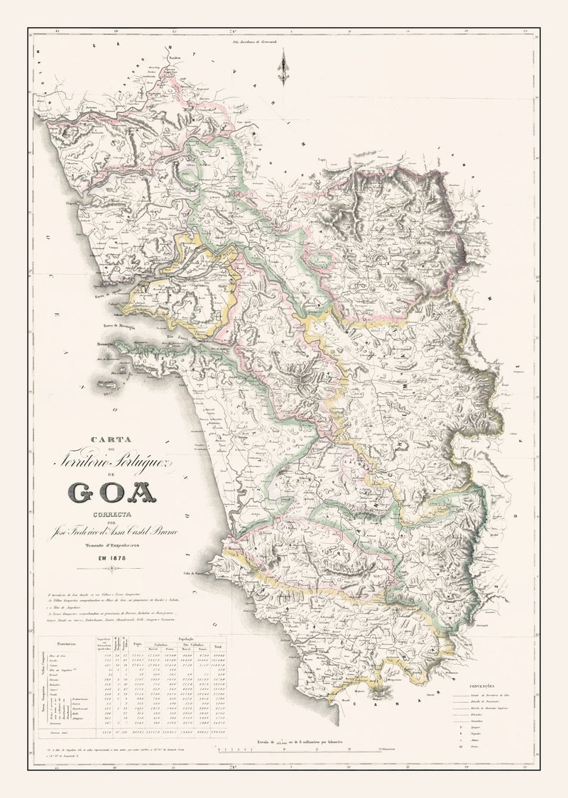 Size comparison using Vintage Goa, India Map 1878