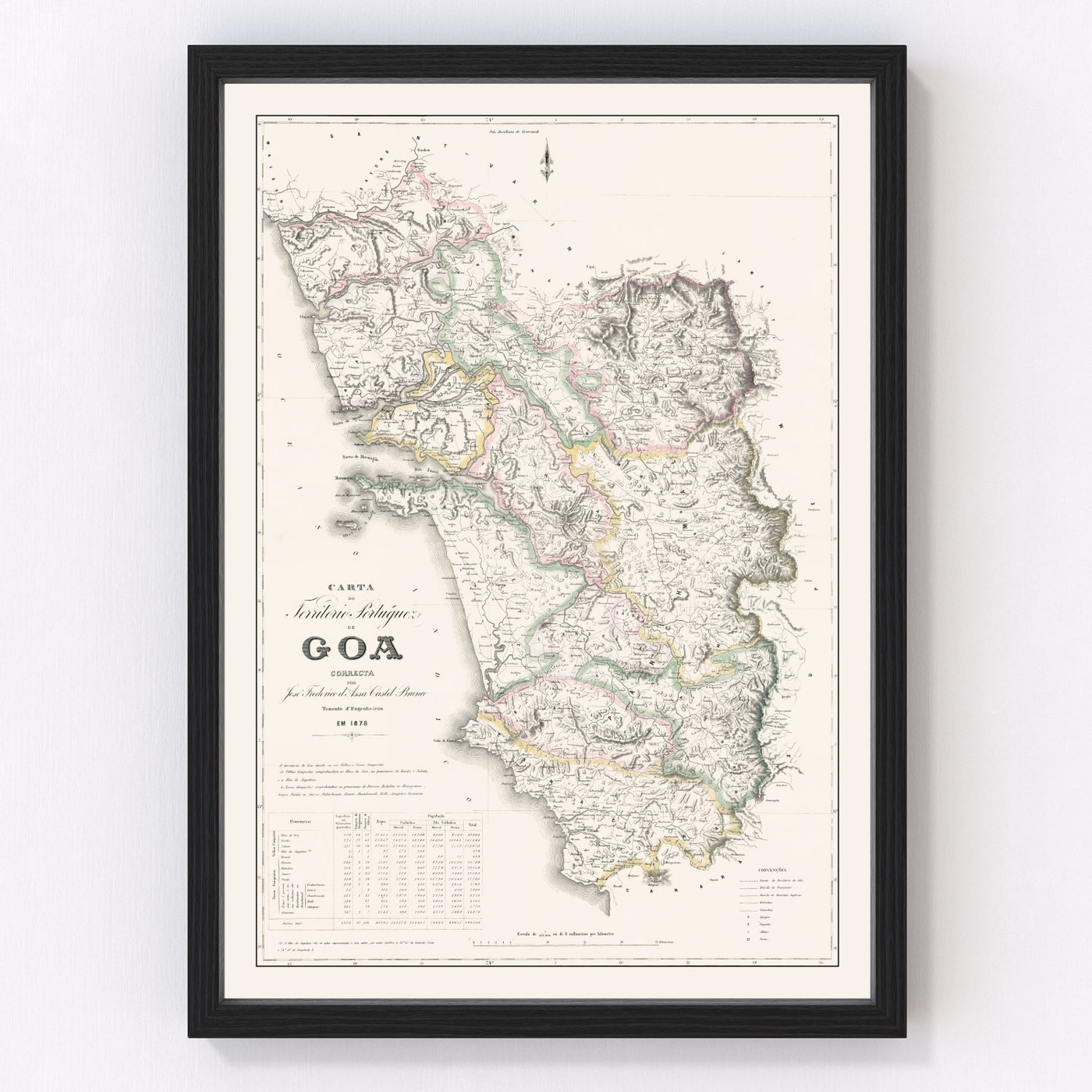 Goa, India Vintage Map 1878