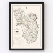 Goa, India Vintage Map 1878