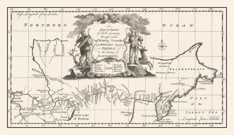 Size comparison using Vintage Map of Siberia 1744