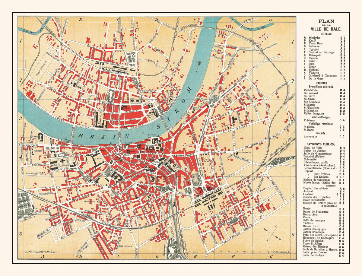 Preview of Vintage Map of Basel, Switzerland 1895