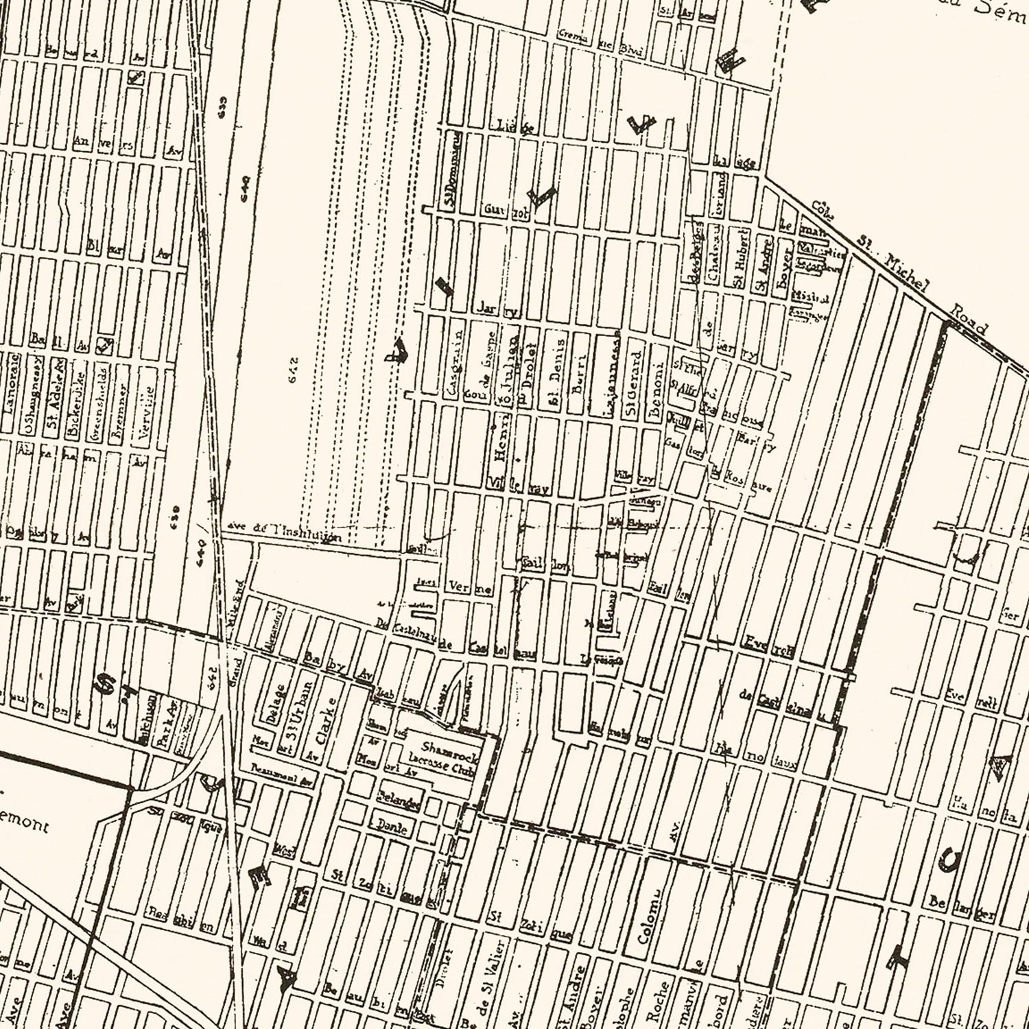 Restored historic details from the 1920 city map of Montreal