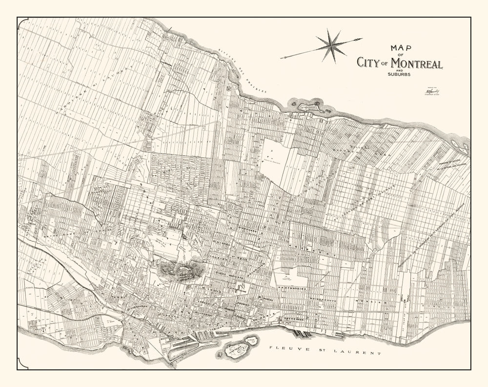 Vintage Map of Montreal, Canada 1920 print style example